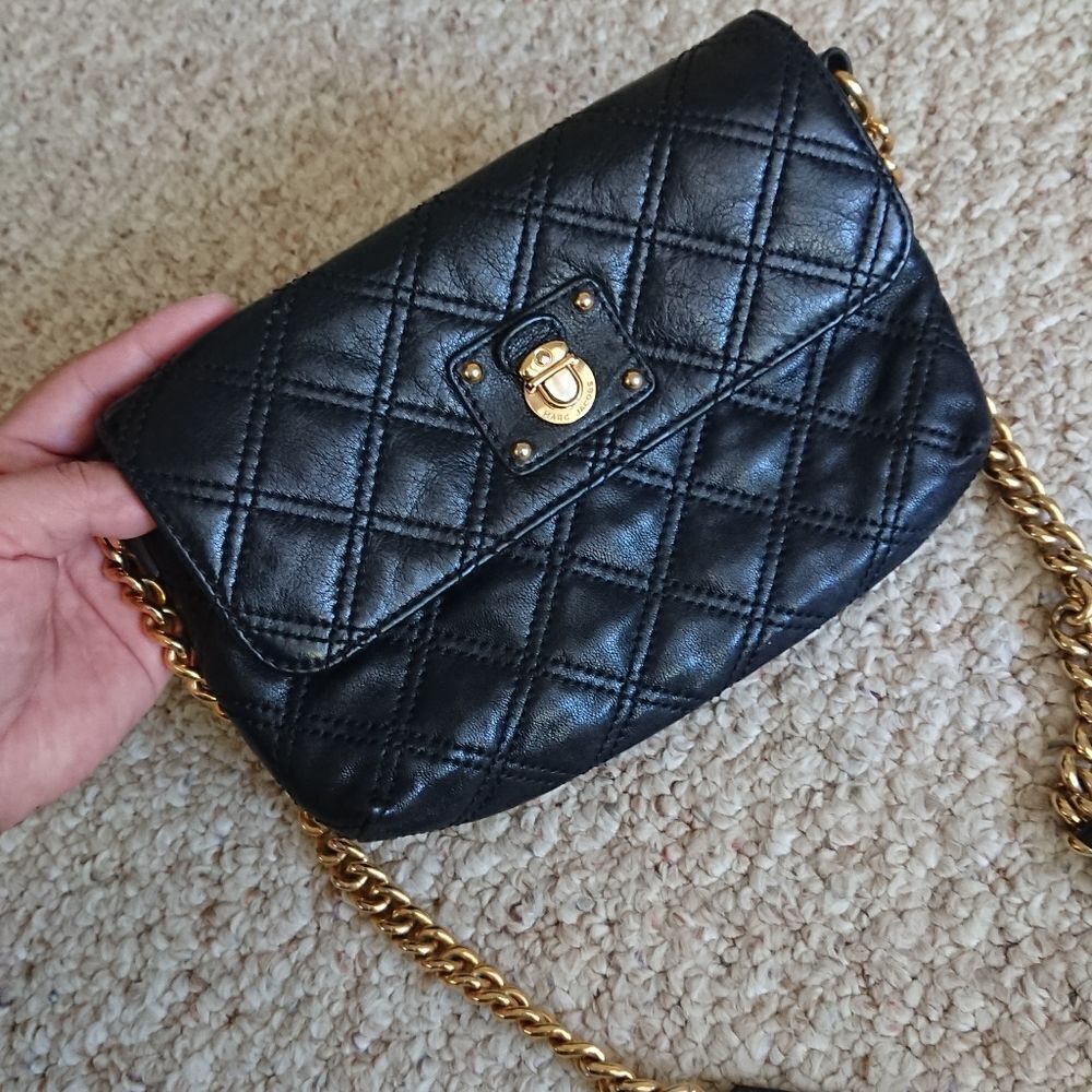 Marc Jacobs small Quilted Gold hardware Made in Italy black Crossbody